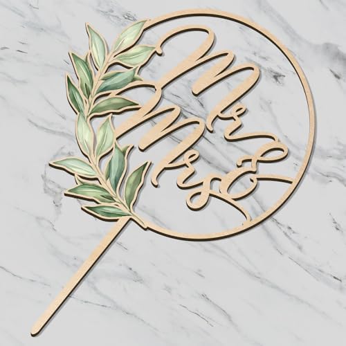 Mr Mrs Cake Topper Wood Greeny Design Wedding