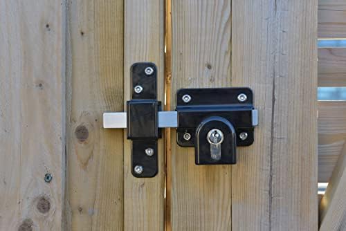 GateMate Long Throw Lock 1490096 316 Stainless Steel Black 5 Keys