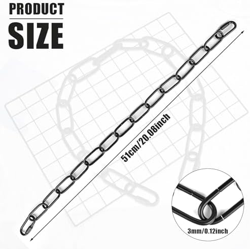 2 Pcs Gate Chain Lock with Carabiner Black Steel