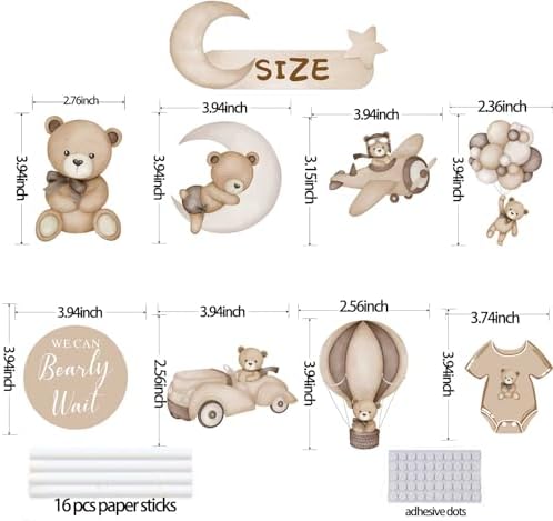 Zliisang 16Pcs Bear Baby Shower Centerpieces