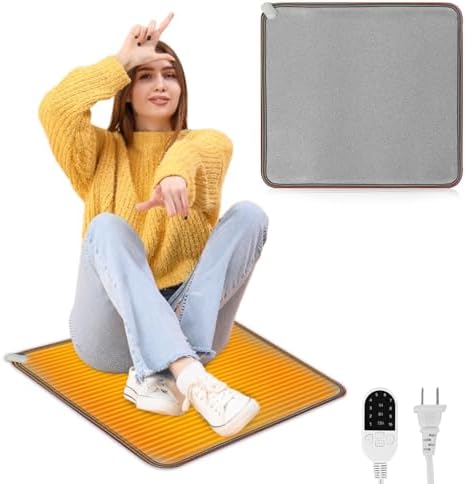 QOUBAI Heated Floor Mat 22x20 Inch Foot Warmer for Home Office