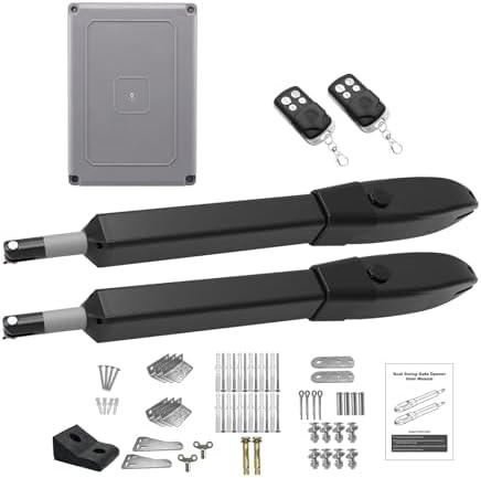 JUJIANG Dual Swing Gate Opener with Remote Complete Kit
