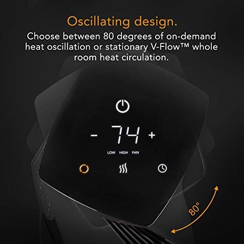 Vornado Oscillating Tower Heater Whole Room Black