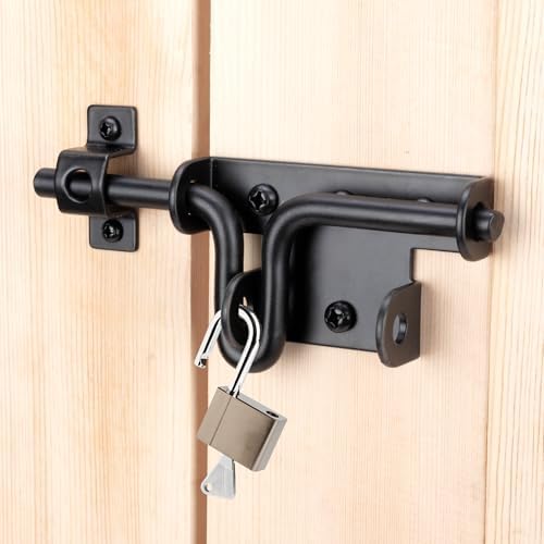 HTHOOOOOME Slide Bolt Gate Latch with Padlock Hole