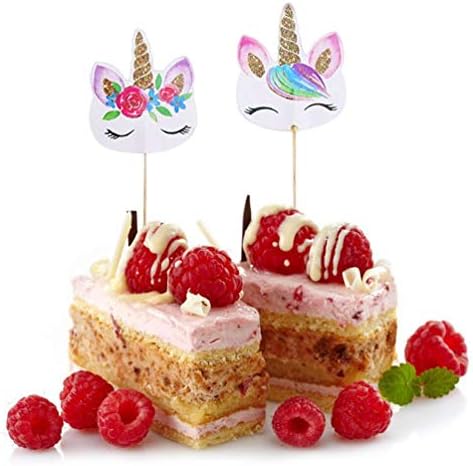 CCINEE 48pcs Rainbow Unicorn Cupcake Toppers 1