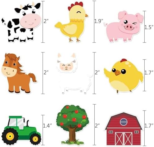 WERNNSAI 36 Farm Animal Cupcake Toppers - Farm Theme Decorations
