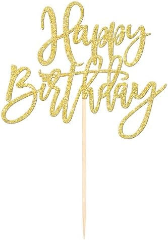 ZHUOWEISM Gold Birthday Anniversary Cake Topper