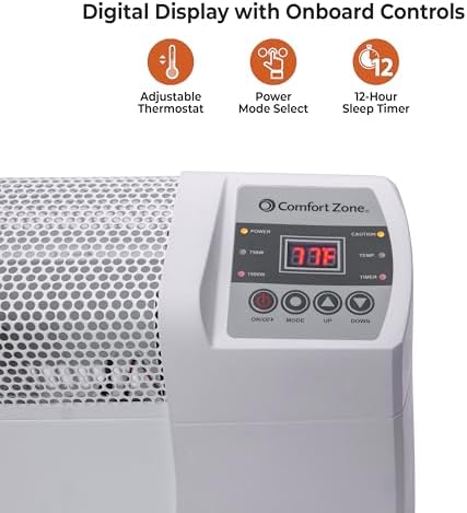 Comfort Zone 1500W Electric Space Heater White