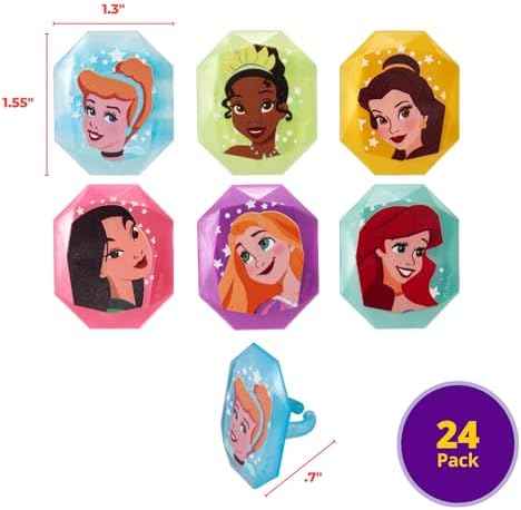 DecoPac Disney Princess Gemstone Cupcake Rings - 24 Pack