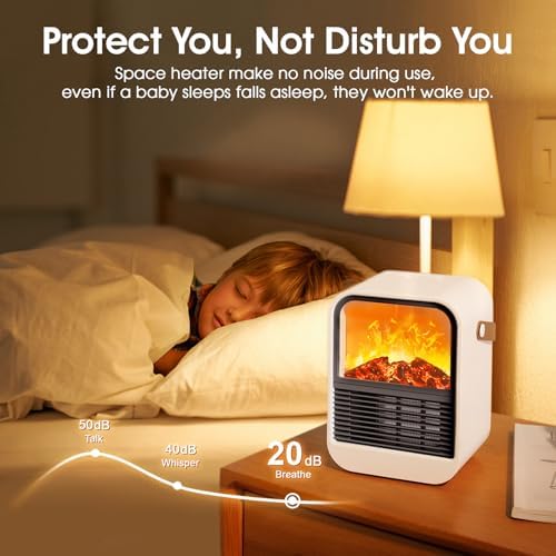 ZJFLNZYC Portable Mini Electric Fireplace Heater with 3D Flames