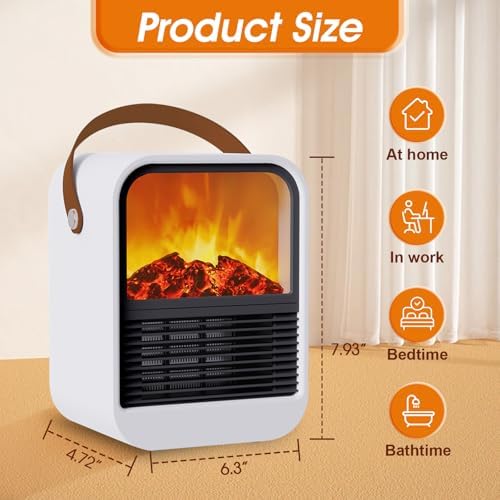 ZJFLNZYC Portable Mini Electric Fireplace Heater with 3D Flames