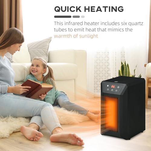 HOMCOM 1500W Electric Space Heater with Remote and 3 Modes 1