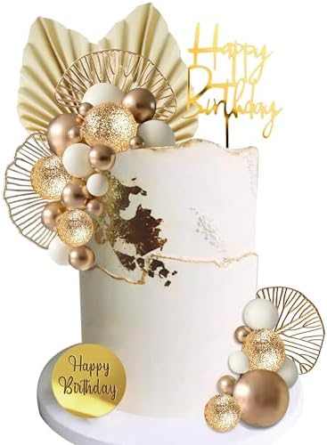 LEFUBABY White Gold Cake Toppers Set