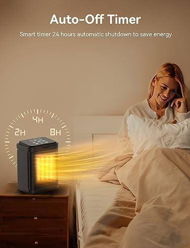 Pereysi 1500W PTC Ceramic Space Heater with 4 Modes and 24H Timer