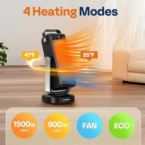 VIVOHOME 1500W Electric Ceramic Space Heater with Remote Control and 12H Timer