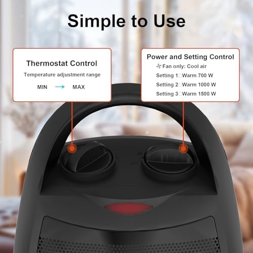 Portable Electric Space Heater with 1500W and 750W Settings
