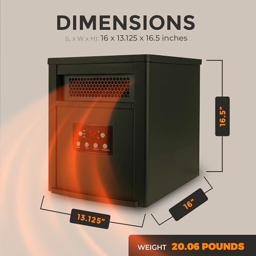 LifeSmart Infrared Quartz Heater 1500W Portable with Remote Control Black