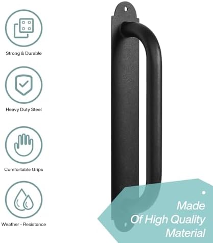 Purife 12 Black Gate Handles 2 Pack Heavy Duty
