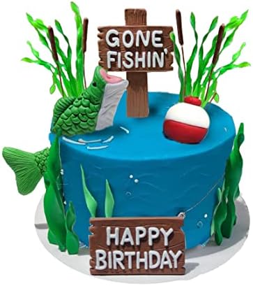 DiDida Fishing Cake Topper Gone Fishing Birthday Set