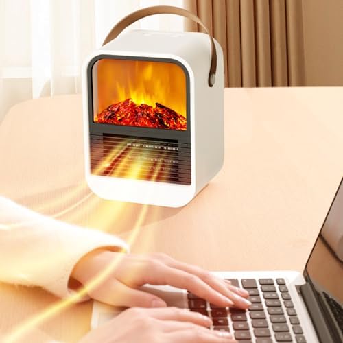 KORUA Small Space Heater Fan with Fire Simulation