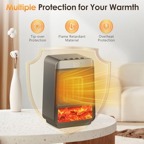OKKMAX Portable Electric Heater with Thermostat and Ambient Light
