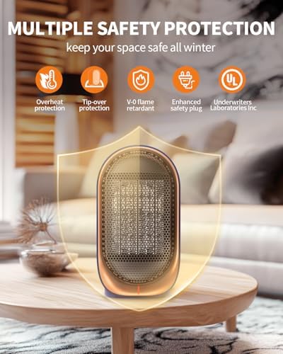 BZGG Blue Portable Electric Desk Heater with Safety Protection