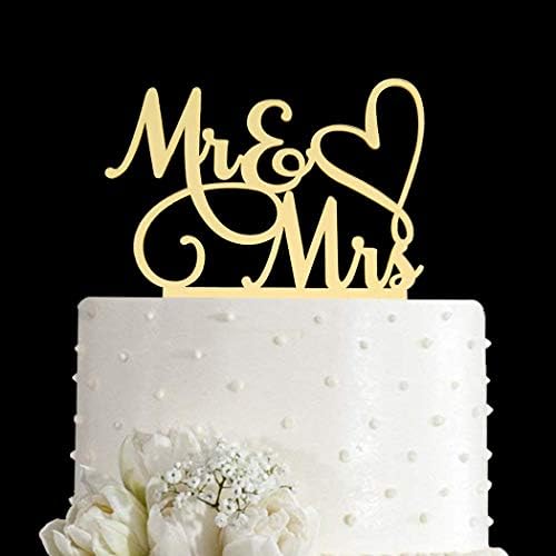 AMINJIE Mirror Gold Cake Topper for Wedding