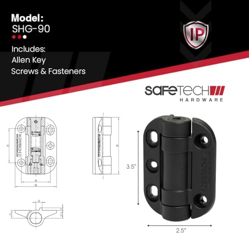 Safetech Hardware SHG-90L Self Closing Gate Hinges Black 1