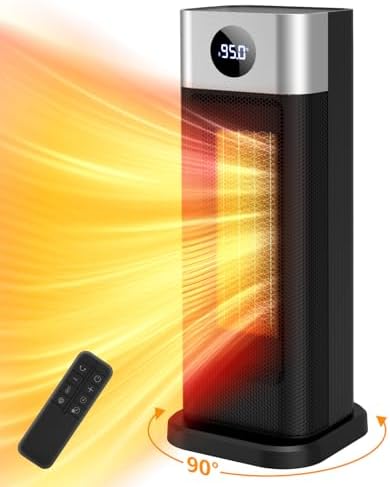 BAPOLE 1500W Electric Space Heater with Remote and 90 Oscillation