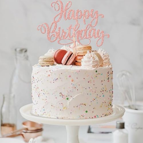 ZHUOWEISM Happy Birthday Cake Toppers Rose Gold