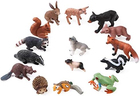16PCS Forest Animal Baby Figures Woodland Creatures Toy Figurines for Kids