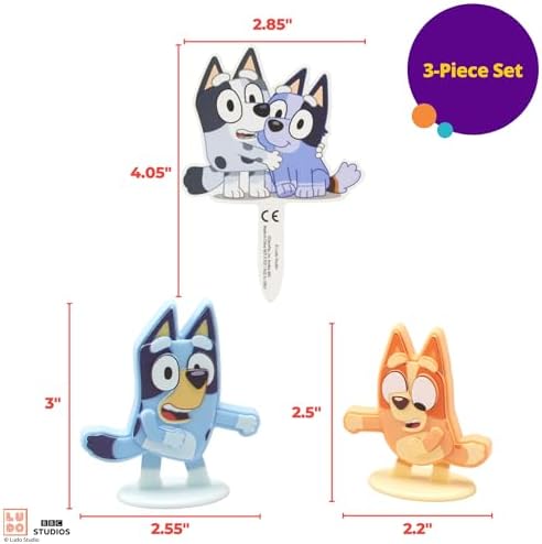 Bluey Dance Mode Cake Toppers 3 Piece Set