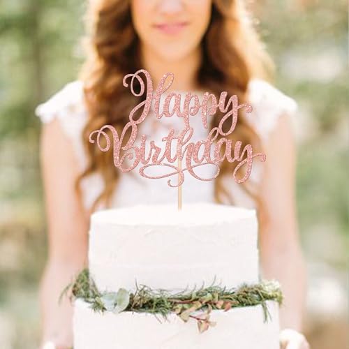 ZHUOWEISM Happy Birthday Cake Toppers Rose Gold