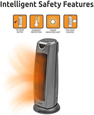 EZ-HEAT Oscillating Ceramic Space Heater - 1500W Dual Heat Fan Settings