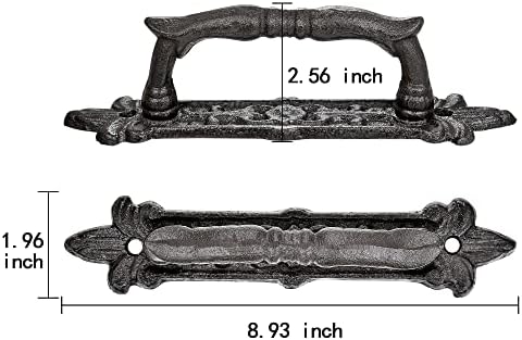 INIRET 2-Pack 89 Barn Door Handles Dark Brown Cast Iron Rustic