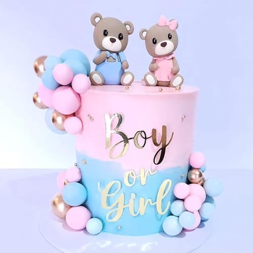 LEFUBABY Bear Cake Toppers Gender Reveal Party Decorations