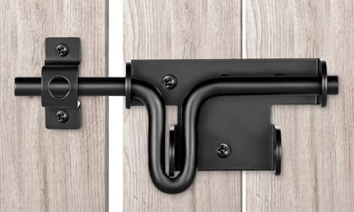 HTHOOOOOME Slide Bolt Gate Latch with Padlock Hole