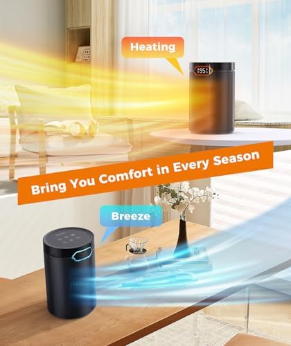 BREEZOME 1500W PTC Ceramic Space Heater with Thermostat and 24H Timer