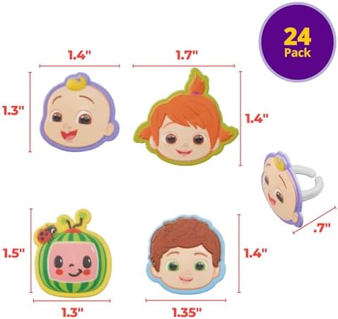 DecoPac CoComelon Cupcake Rings - 24 Pack with JJ YoYo TomTom