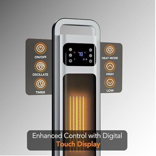 Comfort Zone 26-Inch 1500W Tower Electric Heater with Remote Control