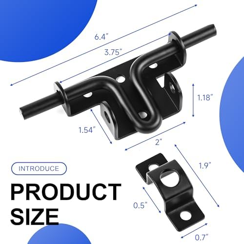 HTHOOOOOME Slide Bolt Gate Latch with Padlock Hole