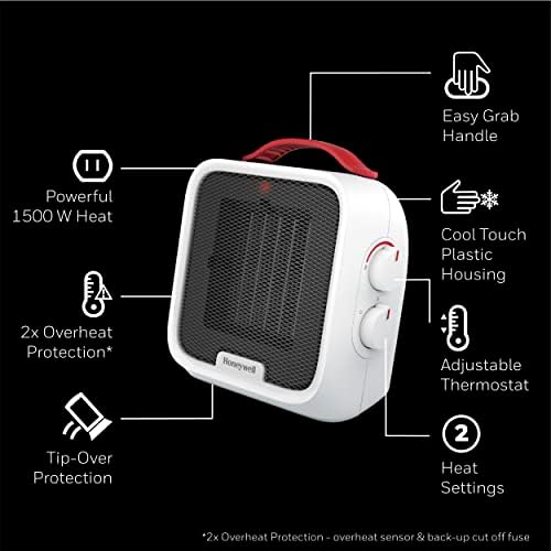 Honeywell UberHeat 5 Ceramic Space Heater for Small Rooms White