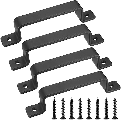 4 Pcs Black Sliding Barn Door Handles for Gates and Closets