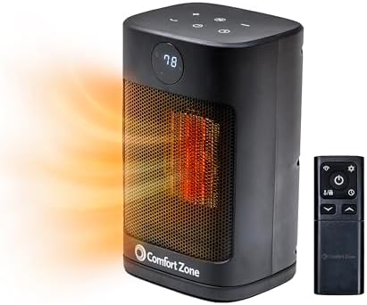 Comfort Zone Quiet Electric Space Heater with Thermostat Timer Remote Control