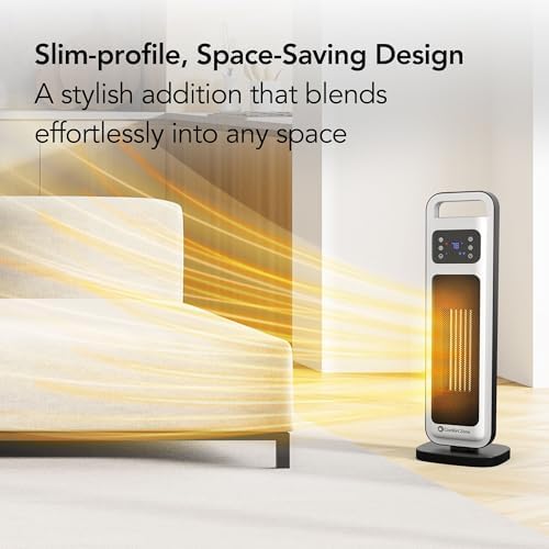 Comfort Zone 26-Inch 1500W Tower Electric Heater with Remote Control