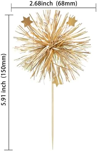 Ephlyn 30Pcs Foil Firework Cupcake Toppers