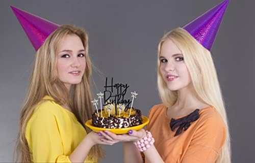 ZHENGYE Set of 1 Black Acrylic Happy Birthday Cake Topper