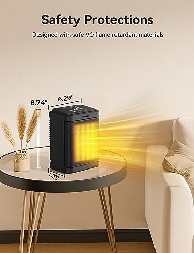 Pereysi 1500W PTC Ceramic Space Heater with 4 Modes and 24H Timer