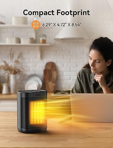 Pereysi 1500W Compact Space Heater with ECO Mode Digital Thermostat