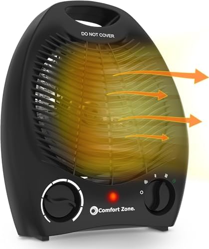 Comfort Zone 1500W Electric Space Heater with Thermostat and Safety Features